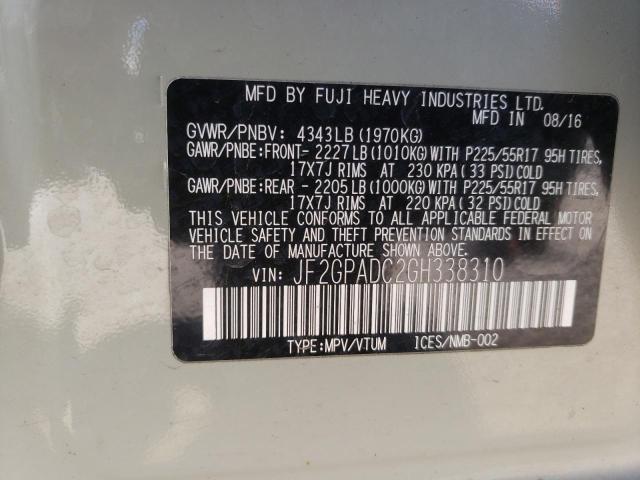 Photo 10 from auction – 2016 SUBARU CROSSTREK with VIN JF2GPADC2GH338310