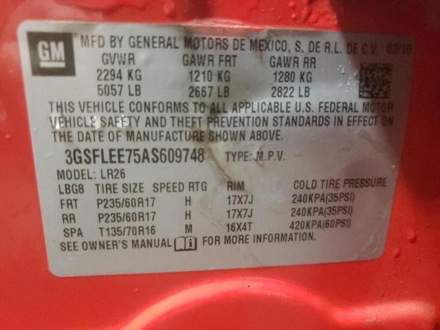 Photo 10 from auction – 2010 SATURN VUE XR with VIN 3GSFLEE75AS609748