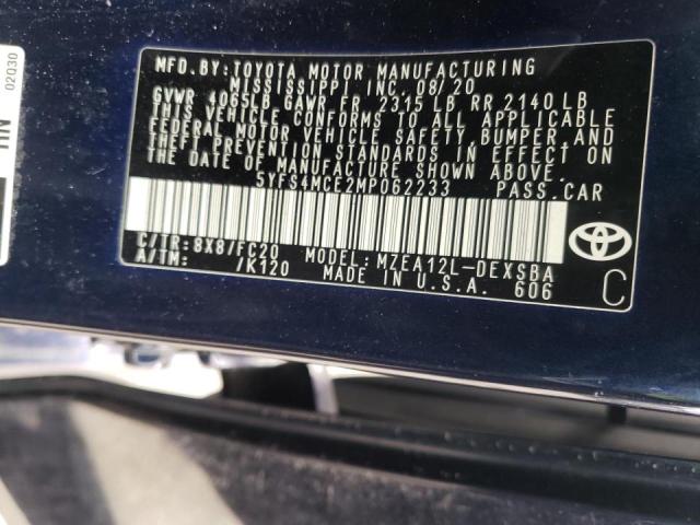 Photo 10 from auction – 2021 TOYOTA COROLLA SE with VIN 5YFS4MCE2MP062233