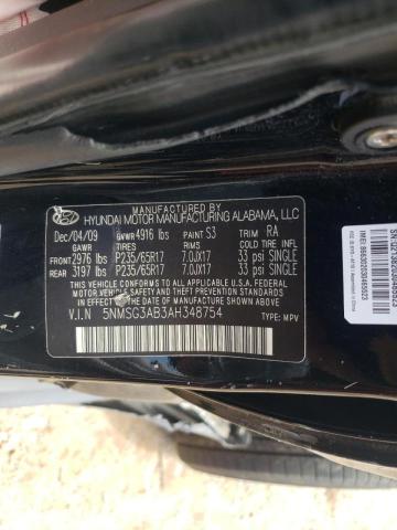 Photo 10 from auction – 2010 HYUNDAI SANTA FE G with VIN 5NMSG3AB3AH348754