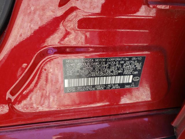 Photo 10 from auction – 2010 LEXUS IS 350 with VIN JTHBE5C25A5025001