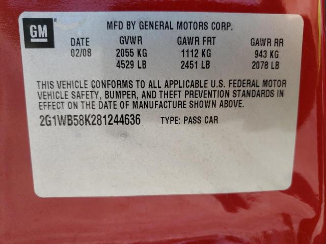 Photo 10 from auction – 2008 CHEVROLET IMPALA LS with VIN 2G1WB58K281244636
