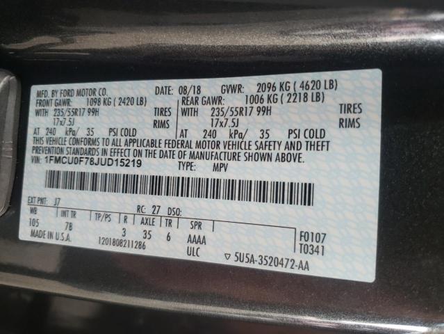 Photo 10 from auction – 2018 FORD ESCAPE S with VIN 1FMCU0F78JUD15219