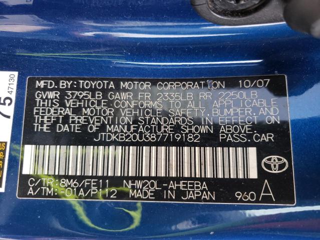 Photo 10 from auction – 2008 TOYOTA PRIUS with VIN JTDKB20U387719182