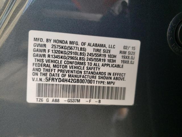 Photo 10 from auction – 2016 ACURA MDX TECHNO with VIN 5FRYD4H42GB007001
