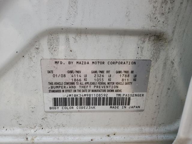 Photo 10 from auction – 2008 MAZDA SPEED 3 with VIN JM1BK34M981108592