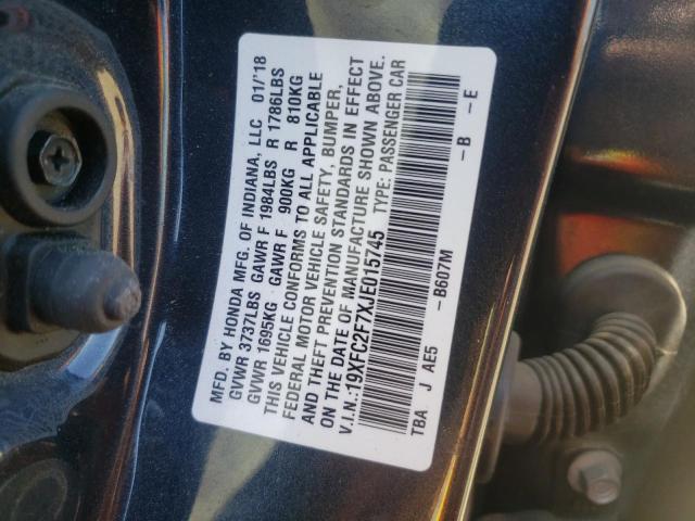 Photo 10 from auction – 2018 HONDA CIVIC EX with VIN 19XFC2F7XJE015745