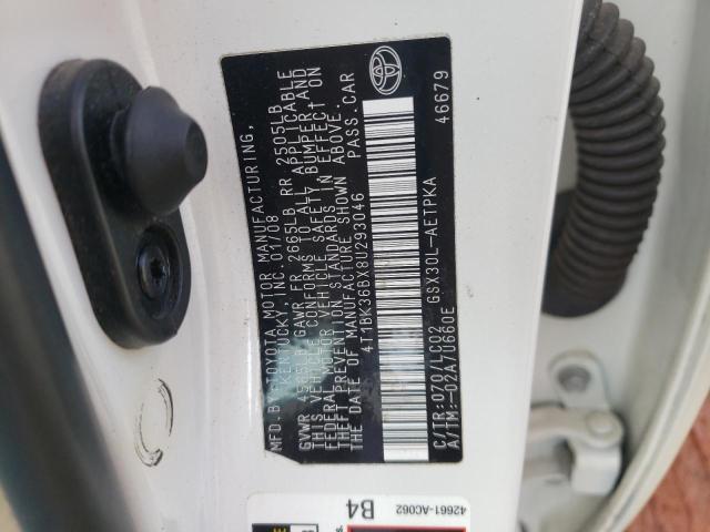 Photo 10 from auction – 2008 TOYOTA AVALON with VIN 4T1BK36BX8U293046