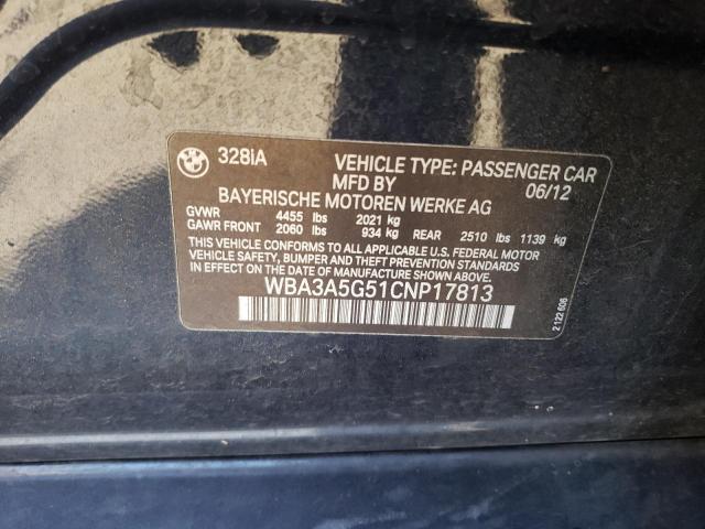 Photo 10 from auction – 2012 BMW 328 I with VIN WBA3A5G51CNP17813