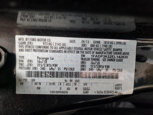 Photo 10 from auction – 2014 FORD FOCUS SE with VIN 1FADP3K22EL142830