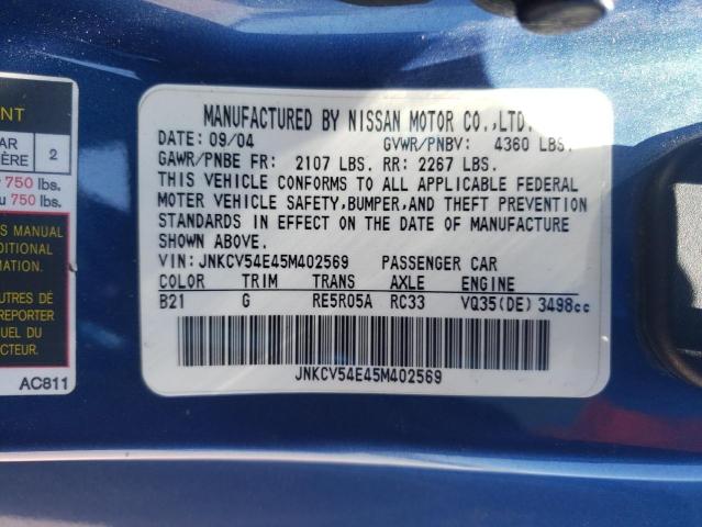 Photo 10 from auction – 2005 INFINITI G35 with VIN JNKCV54E45M402569