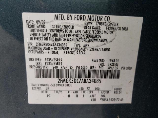 Photo 10 from auction – 2010 FORD FLEX with VIN 2FMGK5DC7ABA34085