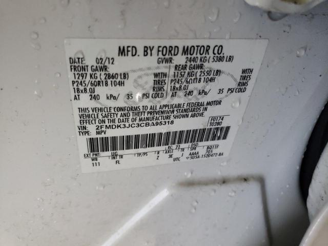 Photo 10 from auction – 2012 FORD EDGE SEL with VIN 2FMDK3JC3CBA95318