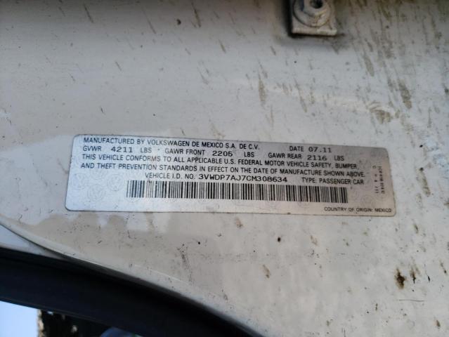 Photo 10 from auction – 2012 VOLKSWAGEN JETTA SE with VIN 3VWDP7AJ7CM308634