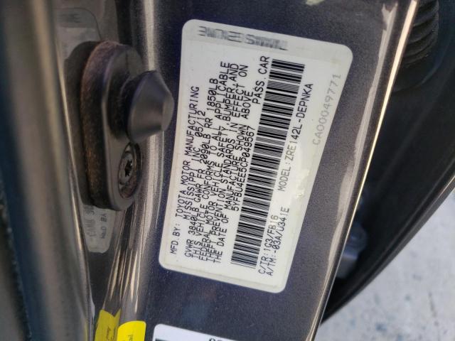 Photo 10 from auction – 2012 TOYOTA COROLLA BA with VIN 5YFBU4EE5CP049567