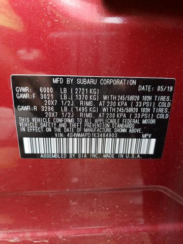 Photo 10 from auction – 2019 SUBARU ASCENT LIM with VIN 4S4WMAPD1K3484903