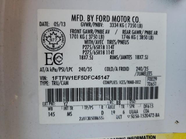 Photo 10 from auction – 2013 FORD F150 SUPER with VIN 1FTFW1EF5DFC45147