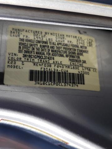 Photo 10 from auction – 2012 NISSAN VERSA S with VIN 3N1BC1CP0CL374374