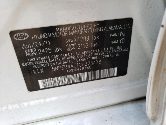 Photo 10 from auction – 2012 HYUNDAI SONATA GLS with VIN 5NPEB4AC1CH323478