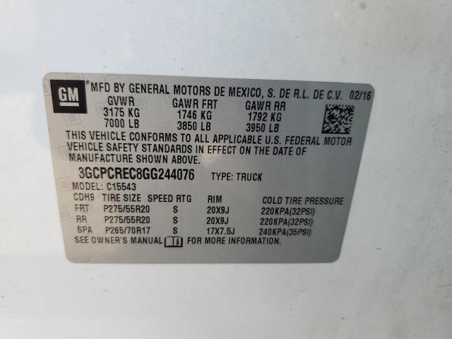 Photo 10 from auction – 2016 CHEVROLET SILVERADO with VIN 3GCPCREC8GG244076