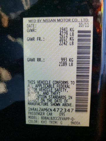 Photo 10 from auction – 2012 NISSAN ALTIMA BAS with VIN 1N4AL2AP6CN472347