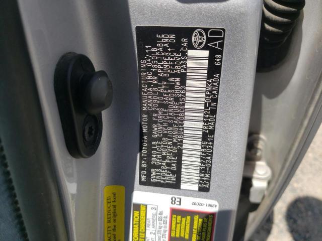 Photo 10 from auction – 2011 TOYOTA COROLLA BA with VIN 2T1BU4EE0BC615763
