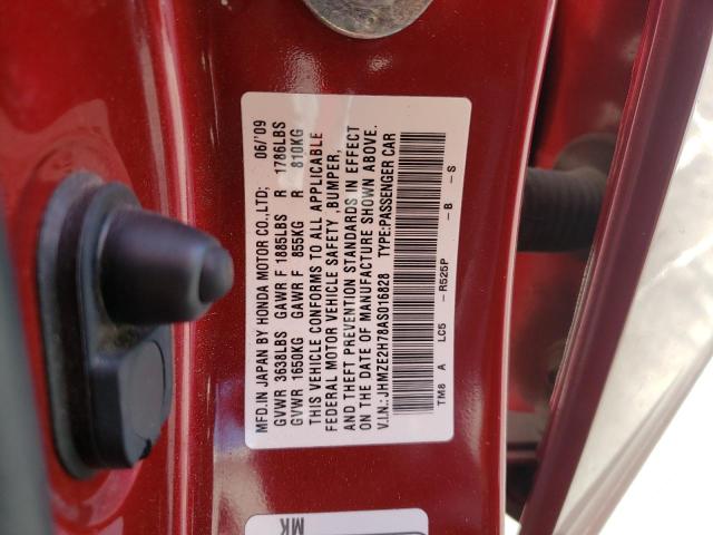 Photo 10 from auction – 2010 HONDA INSIGHT with VIN JHMZE2H78AS016828