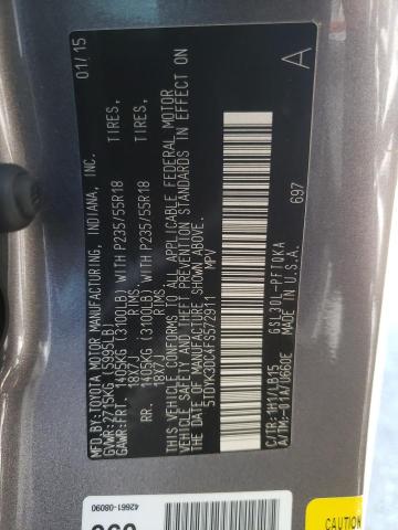 Photo 10 from auction – 2015 TOYOTA SIENNA XLE with VIN 5TDYK3DC4FS572911
