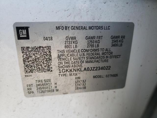 Photo 10 from auction – 2018 GMC ACADIA SLE with VIN 1GKKNKLA0JZ234022