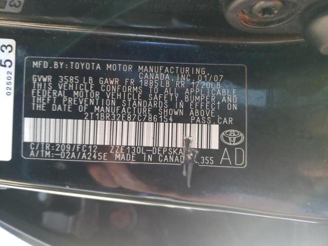 Photo 10 from auction – 2007 TOYOTA COROLLA CE with VIN 2T1BR32E87C786154