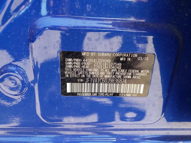 Photo 10 from auction – 2018 SUBARU WRX PREMIU with VIN JF1VA1C60J9836824