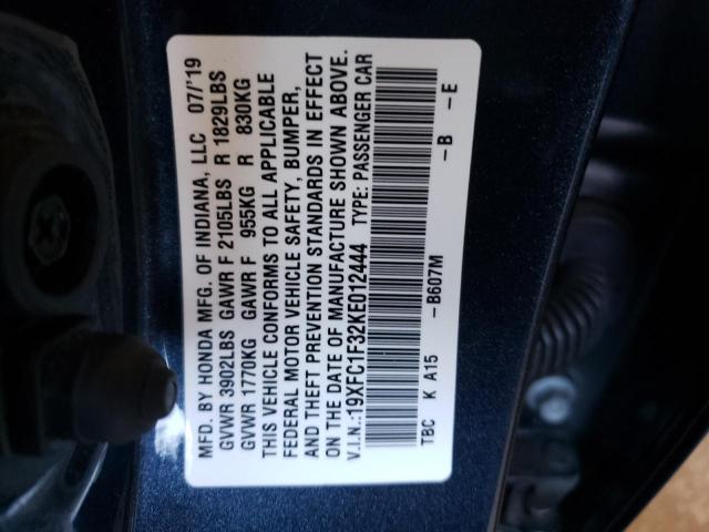 Photo 10 from auction – 2019 HONDA CIVIC EX with VIN 19XFC1F32KE012444