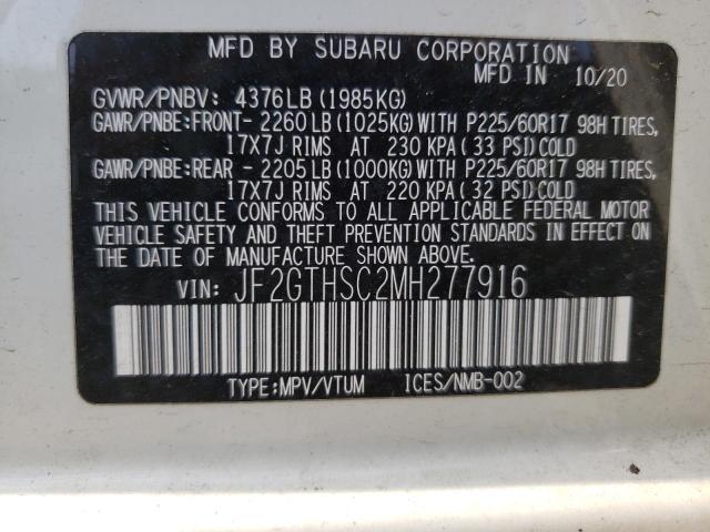 Photo 10 from auction – 2021 SUBARU CROSSTREK with VIN JF2GTHSC2MH277916