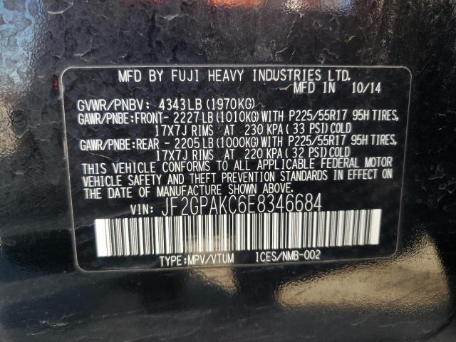 Photo 10 from auction – 2014 SUBARU XV CROSSTR with VIN JF2GPAKC6E8346684