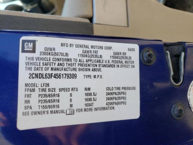 Photo 10 from auction – 2005 CHEVROLET EQUINOX LT with VIN 2CNDL63F456179309