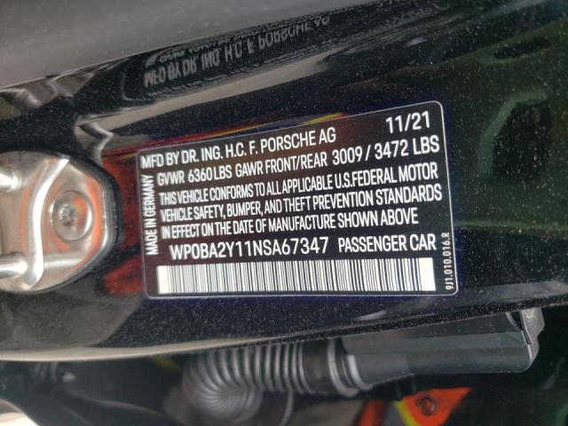 Photo 10 from auction – 2022 PORSCHE TAYCAN CRO with VIN WP0BA2Y11NSA67347