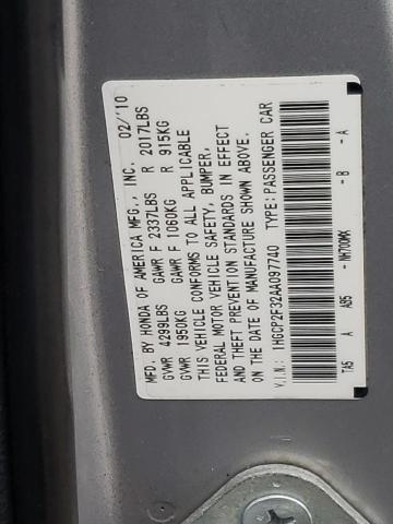 Photo 10 from auction – 2010 HONDA ACCORD LX with VIN 1HGCP2F32AA097740