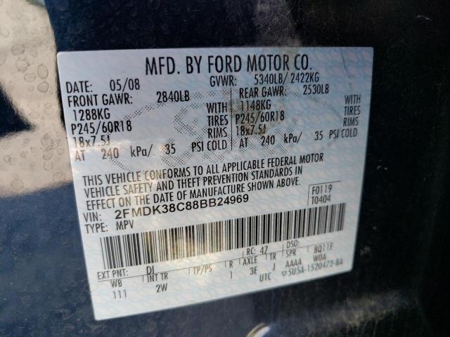 Photo 10 from auction – 2008 FORD EDGE SEL with VIN 2FMDK38C88BB24969