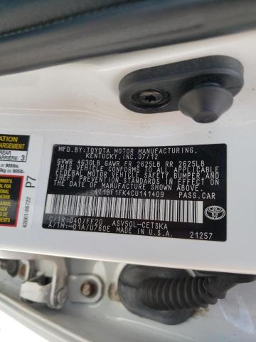 Photo 10 from auction – 2012 TOYOTA CAMRY BASE with VIN 4T1BF1FK4CU141409