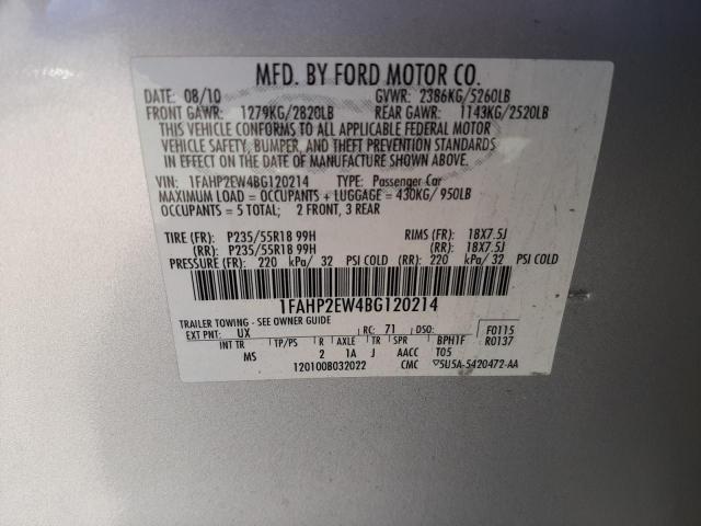 Photo 10 from auction – 2011 FORD TAURUS SEL with VIN 1FAHP2EW4BG120214