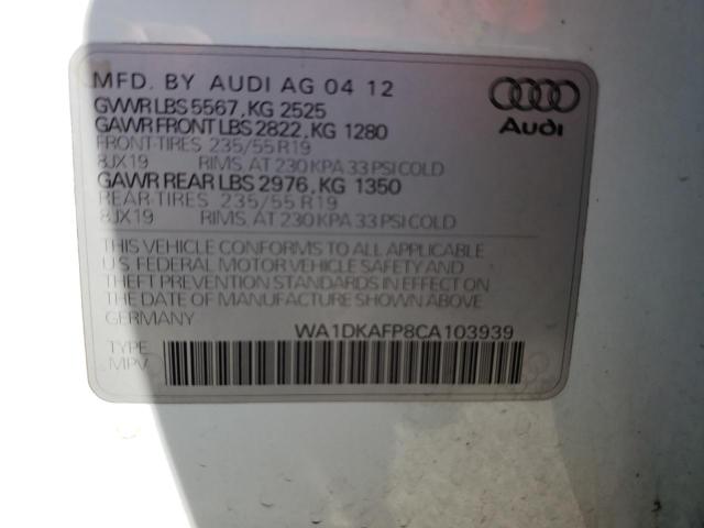 Photo 10 from auction – 2012 AUDI Q5 PREMIUM with VIN WA1DKAFP8CA103939