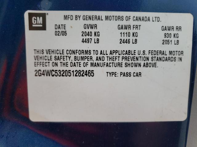 Photo 10 from auction – 2005 BUICK LACROSSE C with VIN 2G4WC532051282465