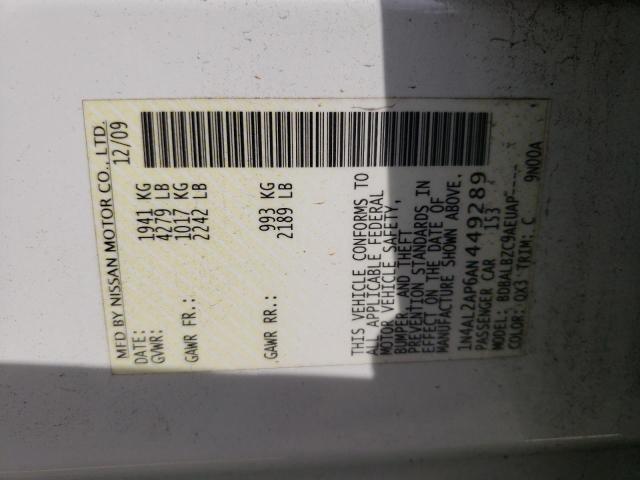 Photo 10 from auction – 2010 NISSAN ALTIMA BAS with VIN 1N4AL2AP6AN449289