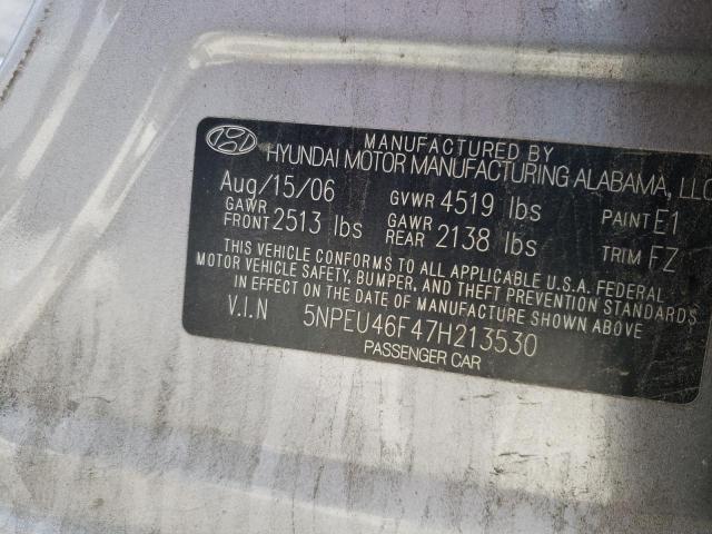 Photo 10 from auction – 2007 HYUNDAI SONATA SE with VIN 5NPEU46F47H213530