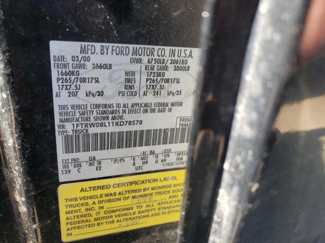 Photo 10 from auction – 2001 FORD F150 SUPER with VIN 1FTRW08L11KD78578