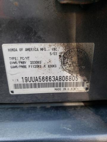 Photo 10 from auction – 2003 ACURA 3.2TL with VIN 19UUA56663A806805