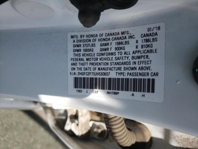 Photo 10 from auction – 2018 HONDA CIVIC EX with VIN 2HGFC2F75JH530657