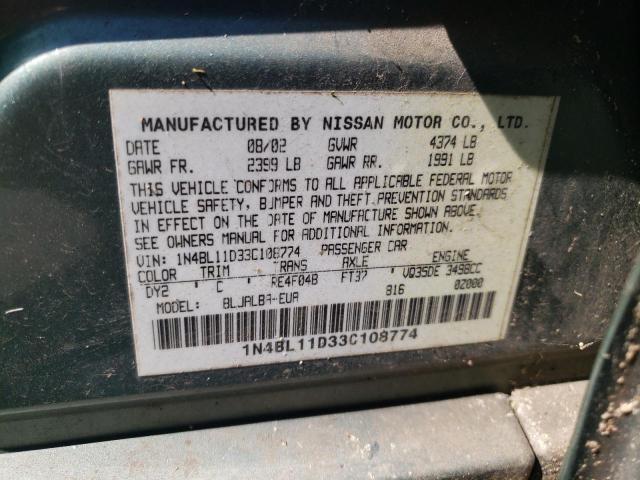 Photo 10 from auction – 2003 NISSAN ALTIMA SE with VIN 1N4BL11D33C108774