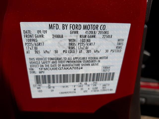 Photo 10 from auction – 2010 FORD ESCAPE LIM with VIN 1FMCU0EG7AKA70524