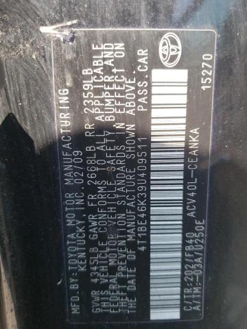 Photo 10 from auction – 2009 TOYOTA CAMRY BASE with VIN 4T1BE46K39U409511